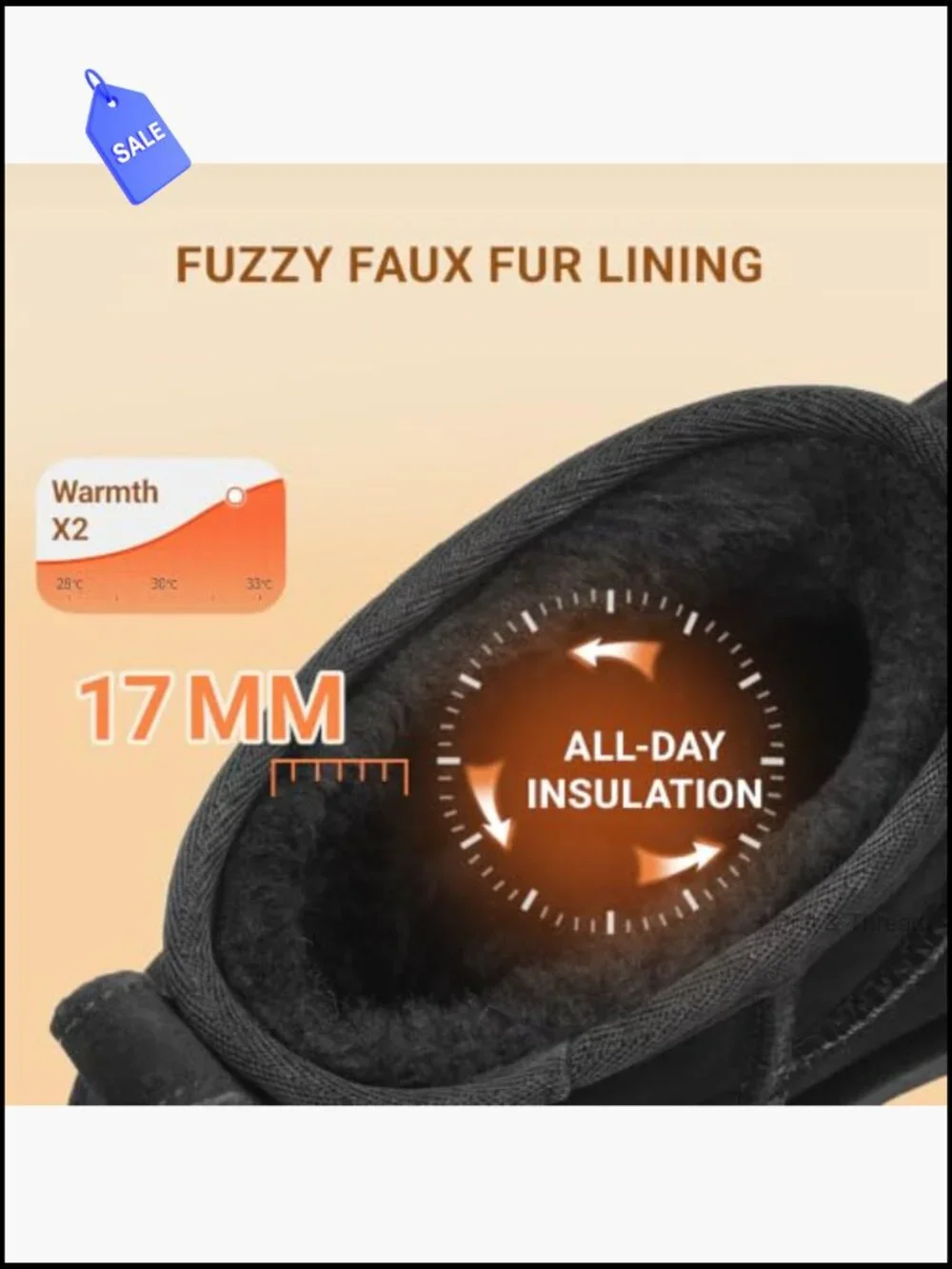 Women's Suede Faux Fur Lined Slip-On Winter Ankle Snow Boots Water Repellent